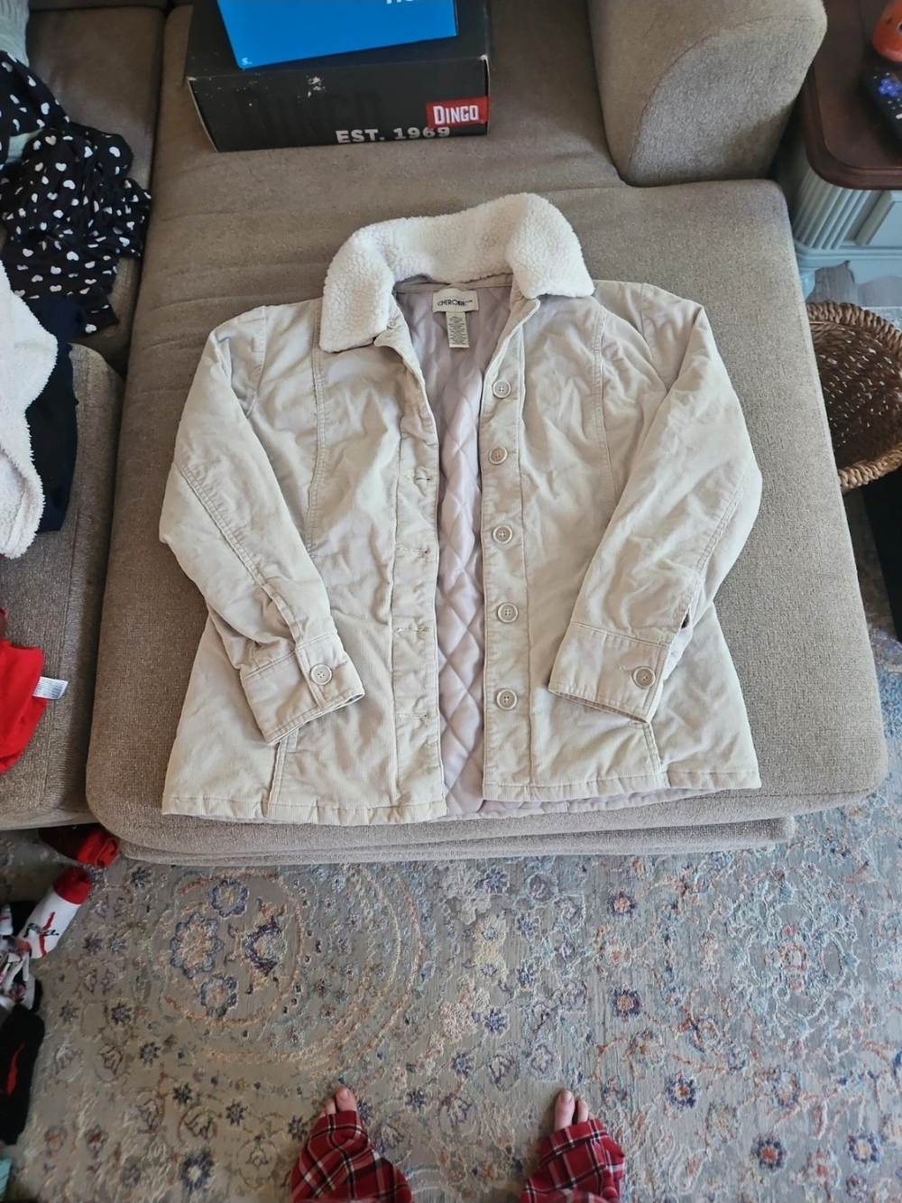 Cherokee Cream Sherpa-Collar Quilted Jacket